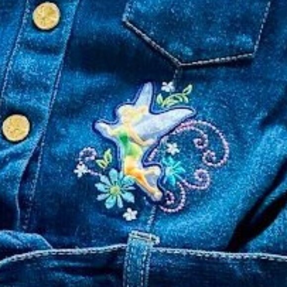 Vintage Disney Tinkerbell Fairies Denim Snap and Tie Front Dress Size 6 - Picture 3 of 6